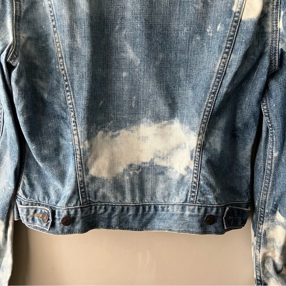 Ralph Lauren Denim & Supply Women’s Bleach Dye Distressed Trucker Jean Jacket L - Picture 5 of 10